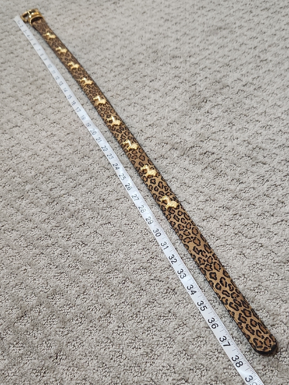 Vintage Leopard Print Women's Belt with Gold Buckle & Golden Lions Size M/L - Picture 8 of 11
